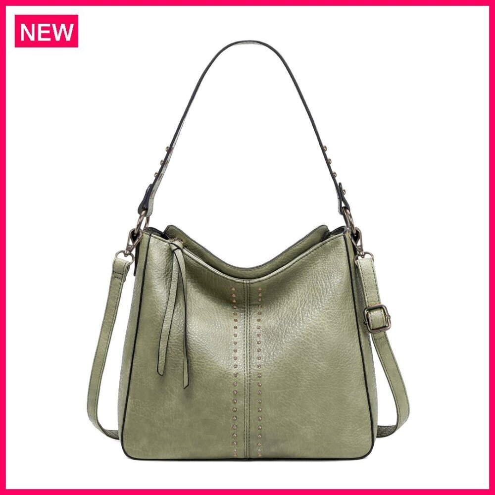 Large PU Leather Hobo Bag with Detachable Strap, 11x5x10 Inches